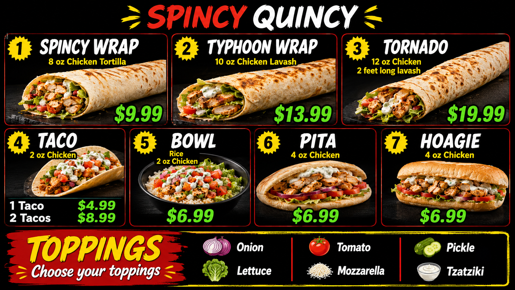 Spincy Menu Page 1